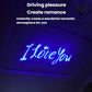 Car interior projection light beaming blue 'I love you' on dashboard