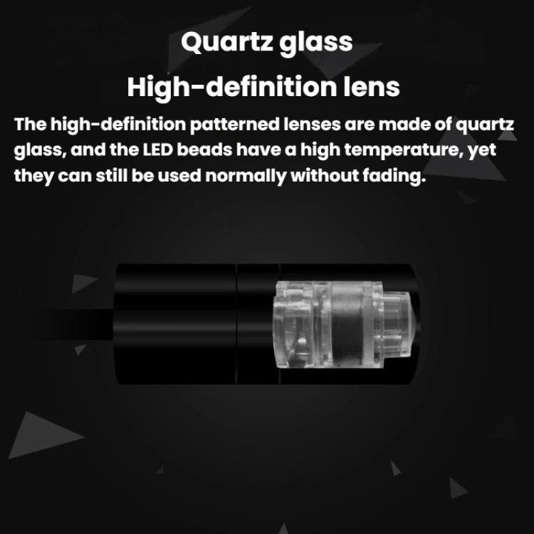 LED projection light with quartz-pattern lens housing
