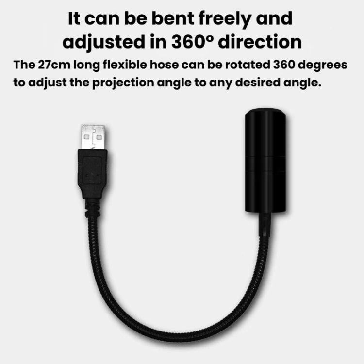 Flexible USB cable projection light with adjustable viewing angle