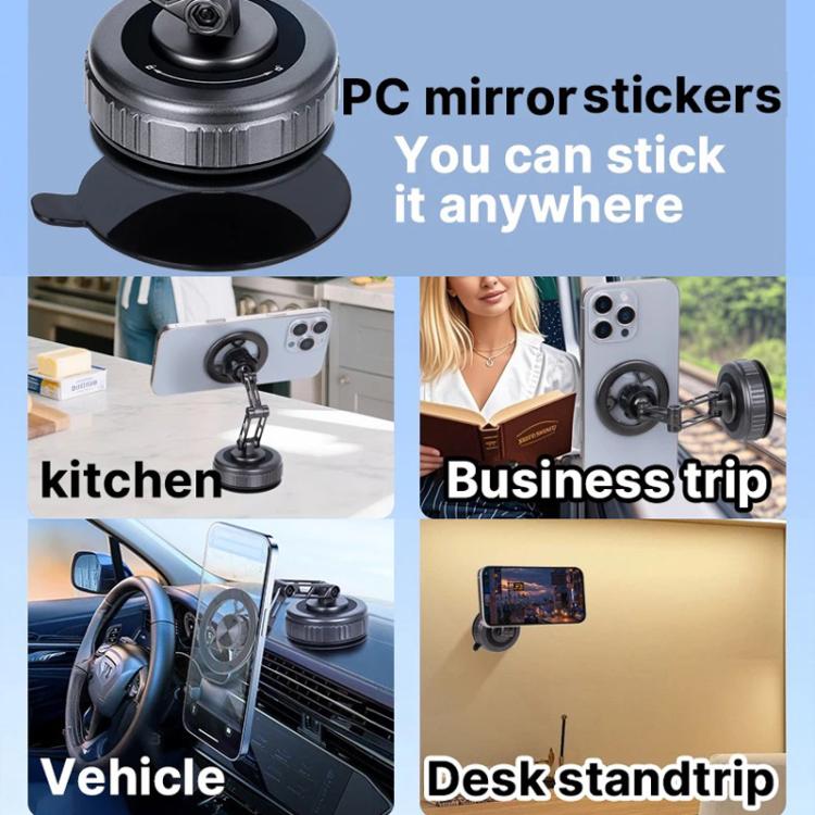 Vacuum suction magnetic phone holder with suction base and adjustable arm