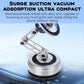 Car suction phone holder with mechanical lever arm and round base on dashboard