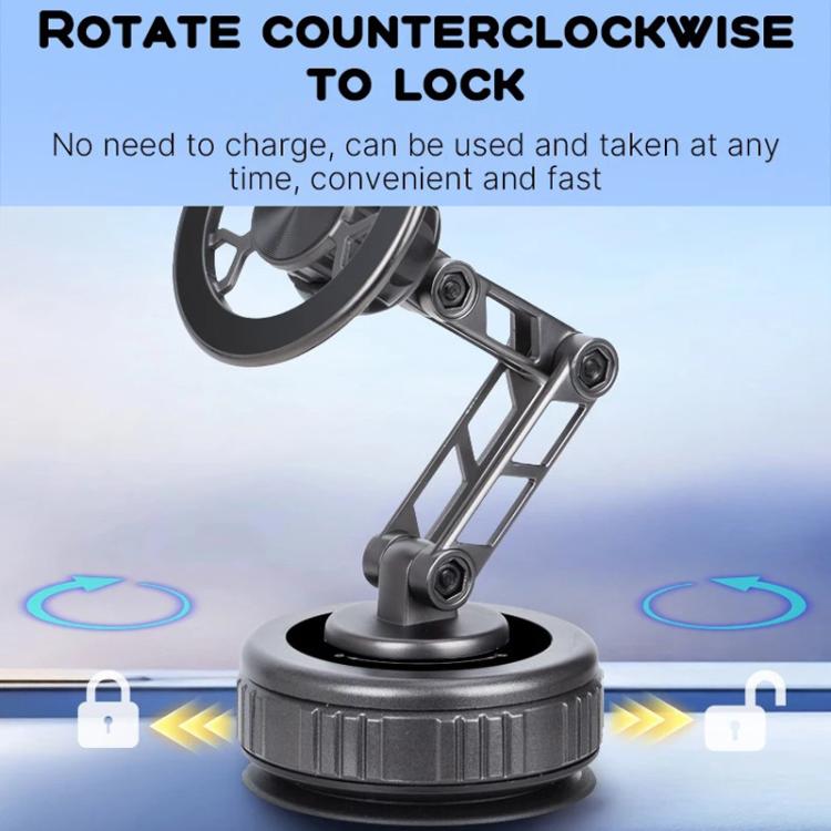 Vacuum magnetic phone holder stand with rotating mount and stable circular base