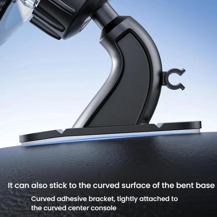 Black magnetic phone mount with adjustable hook and curved adhesive bracket base