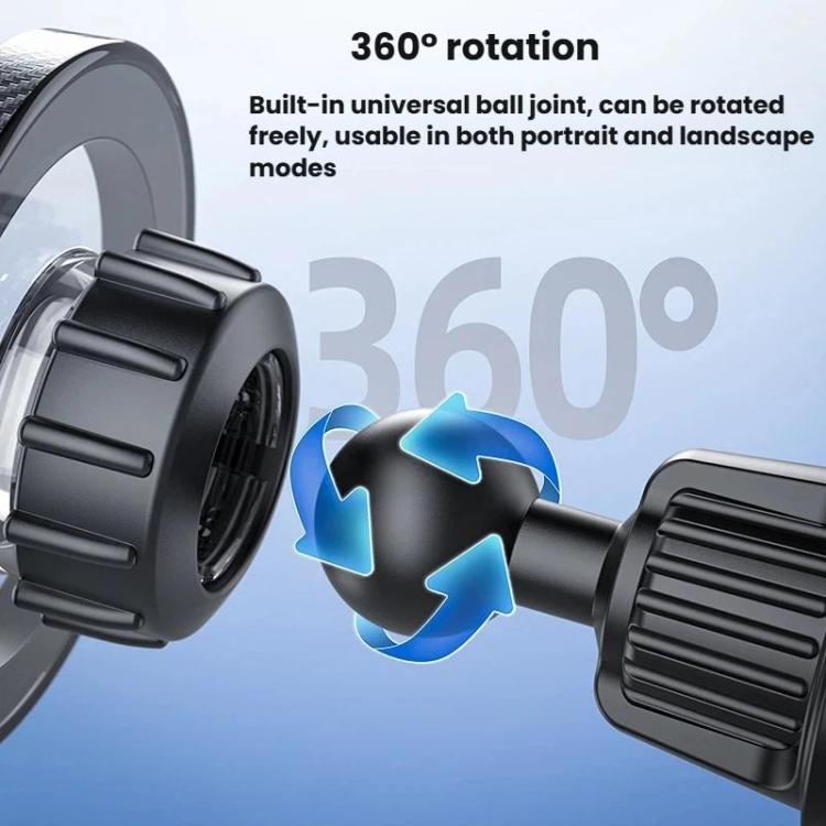Black magnetic car phone mount with 360° ball joint and air-vent side clip