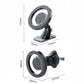 Universal magnetic car phone mount with round ring and adhesive base, dark gray