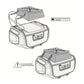 Line drawing of black waterproof motorcycle top bag mounted on a tail case