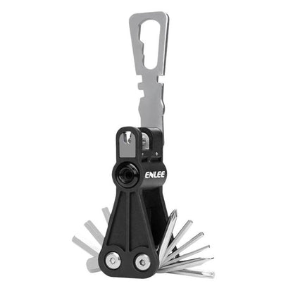 Black ENLEE multi-tool CO2 inflator head with hex key and folding wrench blades