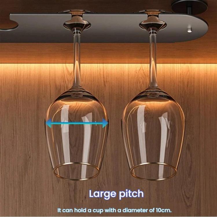 Under-cabinet wine glass holder rack with two hanging stemware slots