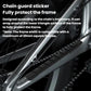 Black bike chain guard sticker on frame, covering the chain run path