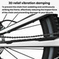 Black anti-scratch protective strip with raised relief on bicycle frame near chain