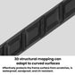Close-up of black bike chain protector strip with raised panel sections