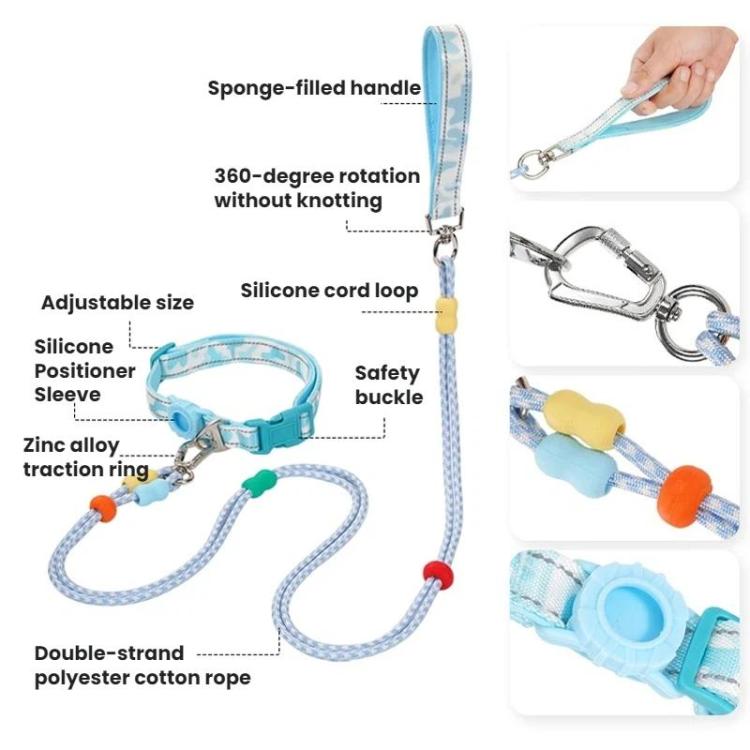 Pet Double-section P-shaped Leash Multi-functional Collar Walking Lead, S, M