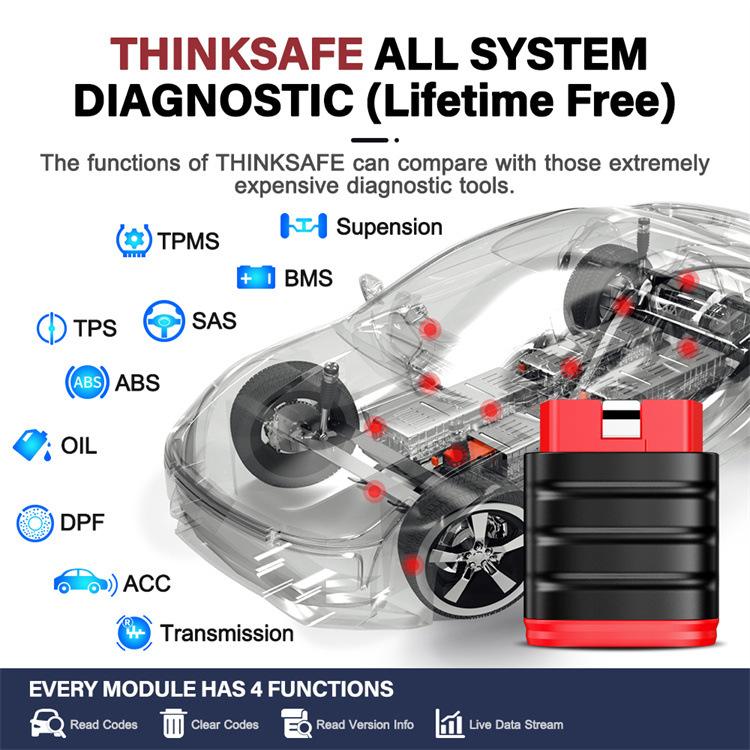 OBD2 Full System Diagnostic Tool Oil Maintenance Electronic Parking Brake Reset, THINKSAFE