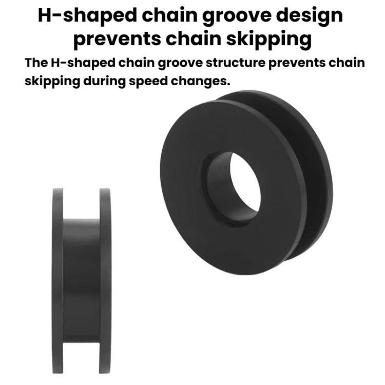 H-shaped chain groove keeper ring, black circular insert with center opening