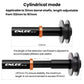 Bike chain keeper extension rod, black cylinder with orange band and dual flange caps
