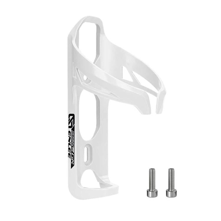 White plastic bike water bottle cage with open side and mounting screw holes