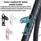 Teal bike water bottle holder cage with curved cutouts and two included mounting screws