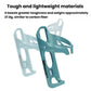 Teal bike water bottle holder cage, lightweight design with open frame cutouts