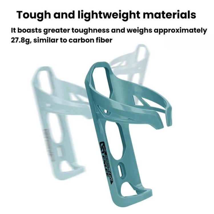 Teal bike water bottle holder cage, lightweight design with open frame cutouts