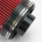 Side view of black intake reducer adapter showing stepped collar and vent slots