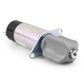 12V solenoid valve with silver body, black rubber end, and gray mounting plug