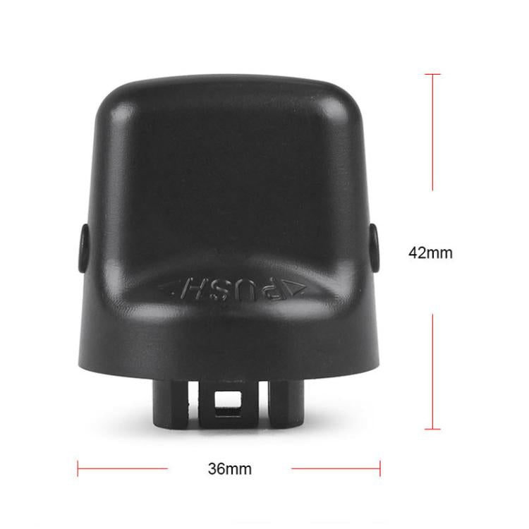 Black ignition switch knob cover, front view with 36mm width and 42mm height