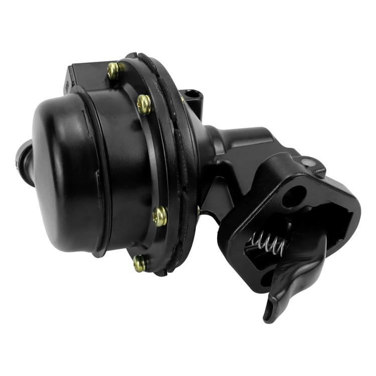 Mechanical fuel pump assembly, black canister with front outlet and triangular bracket