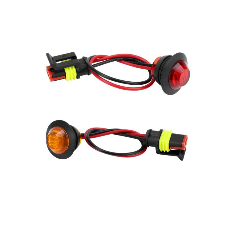 ATV turn signal lights with red and amber lens bulbs and wiring pigtails