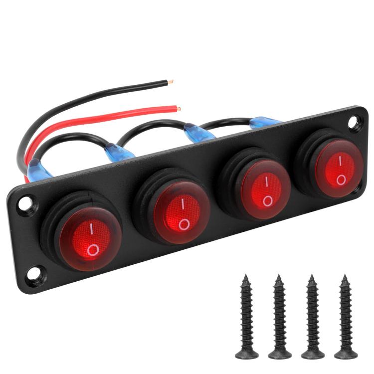 Round Waterproof Marine Panel Switch With LED Light, 1 Button Red, 2 Button Red, 3 Button Red, 4 Button Red, 5 Button Red, 6 Button Red, 1 Button Blue, 2 Button Blue, 3 Button Blue, 4 Button Blue, 5 Button Blue, 6 Button Blue, 1 Button Green           ...