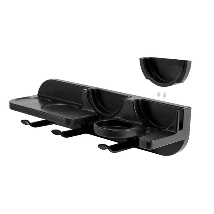 Wall-mount coffee tool holder with portafilter and tamper slots, black