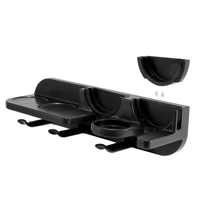 Wall-mount coffee organizer with multiple tool cradles and holder cups, black