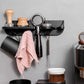 Wall-mount coffee tool holder holding portafilter, tamper, and accessories, black