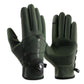 Green winter bike windproof gloves with buckle, padded knuckles and textured grip palms