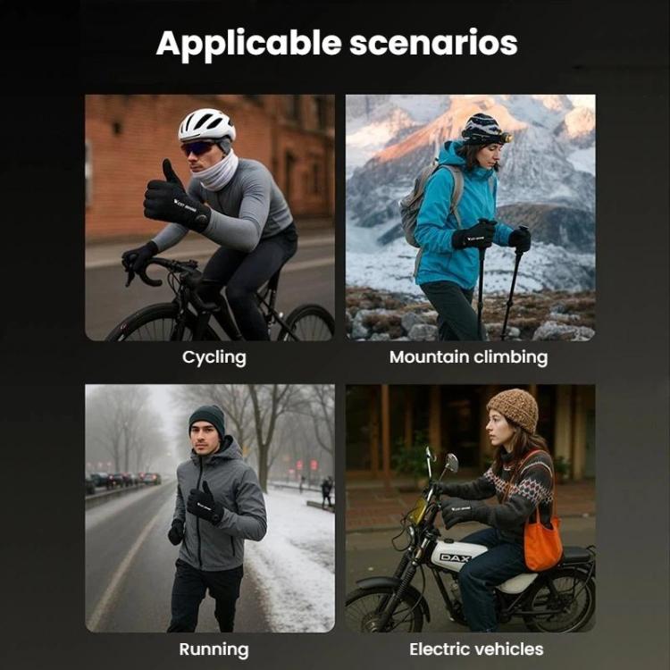 Black winter gloves on cyclists and outdoor riders, West Biking logo visible
