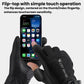 Black flip-top touchscreen gloves with West Biking logo on back of hand