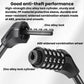 Password cable lock showing zinc alloy lock cylinder and ABS combination wheel