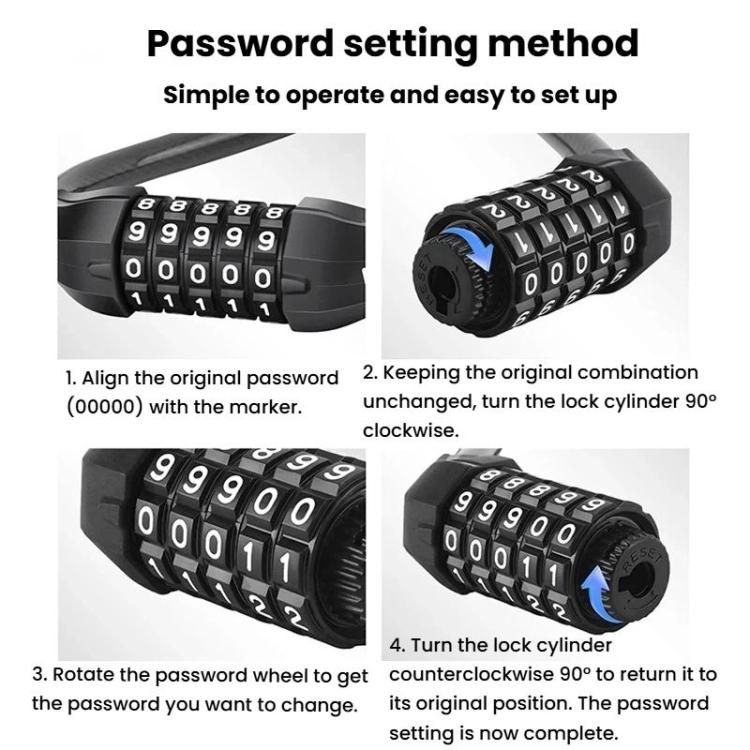 Keyless password cable lock with combination wheels and lock cylinder setting