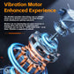 Handheld game console close-up with vibration motor graphic and control buttons