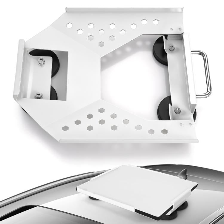 White magnetic mounting roof bracket with four corner magnets and metal carrying handle