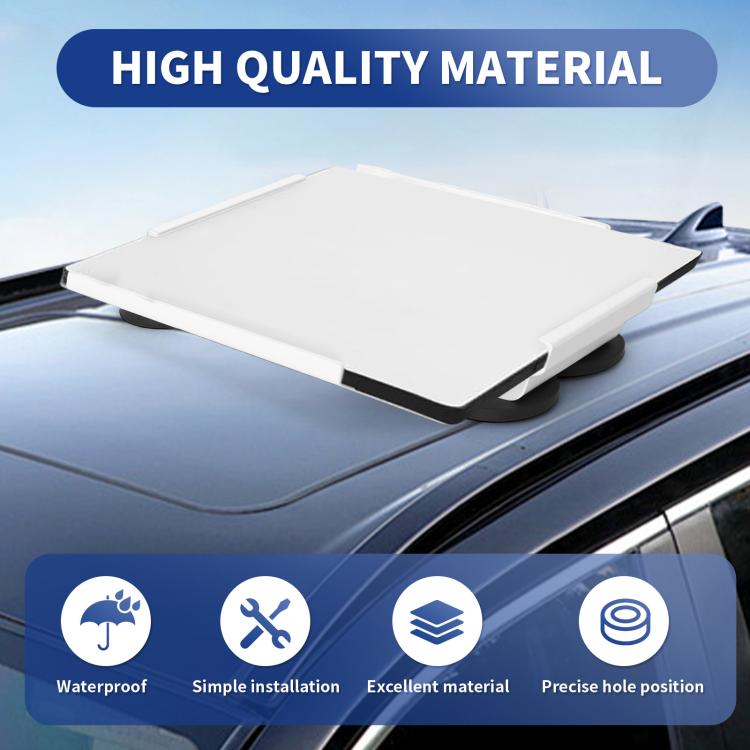 White magnetic mounting base plate with four black magnets on vehicle roof