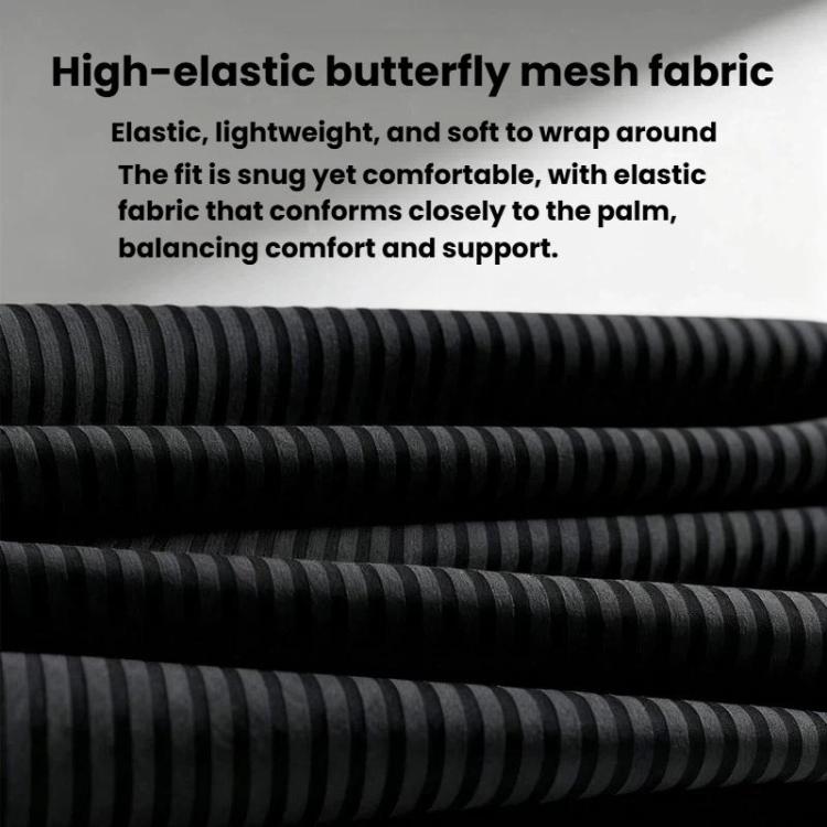 Close-up of black ribbed glove fabric with textured grip pattern
