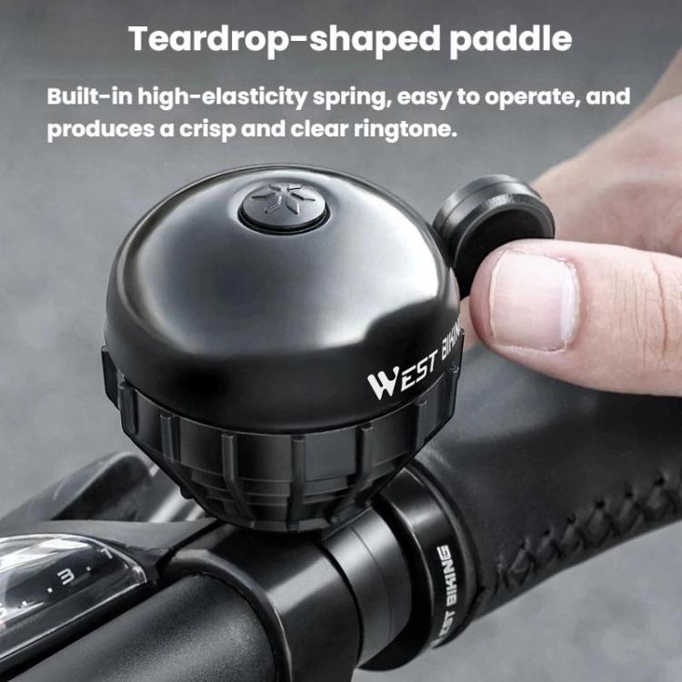 Black bike thumb bell with teardrop paddle and finger-ready top button