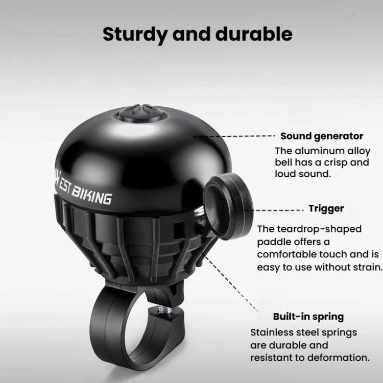 Black bike thumb bell with side trigger paddle and mounted ring bracket