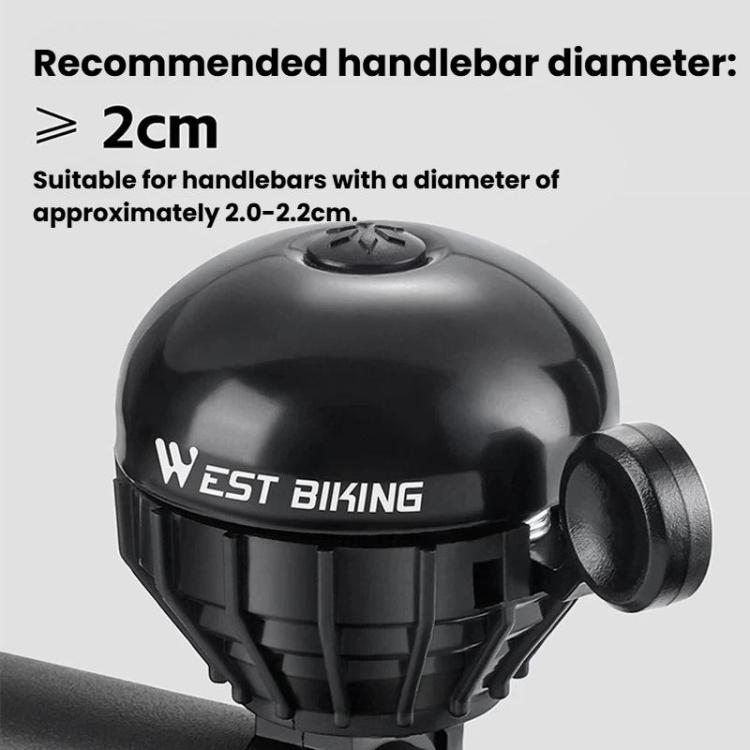 Black bike thumb bell close-up with round dome and side button