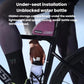 Purple triangle bike storage bag mounted under saddle, secured by straps