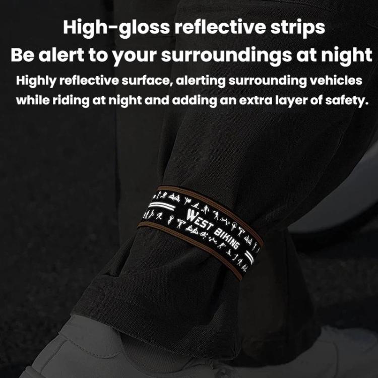 WEST BIKING YP0719495 Cycling Reflective Pant Bands Anti-Slip Adjustable Straps