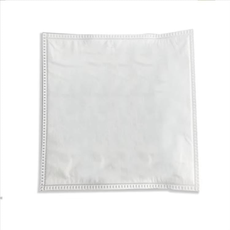 White non-woven vacuum dust bag with stitched border, plain front