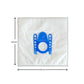 White non-woven vacuum dust bag, 285 x 290 mm, with blue center logo