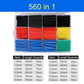 560-piece heat shrink tube set in storage case, red, blue, green, black colored tubes