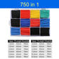 750-piece heat shrink tube set in storage case, mixed red, blue, black, yellow tubes